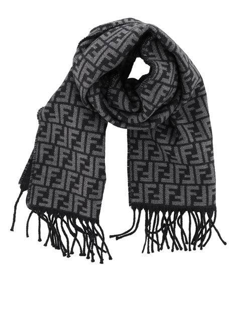 fendi jacquard scarf|Dove grey FF jacquard scarf .